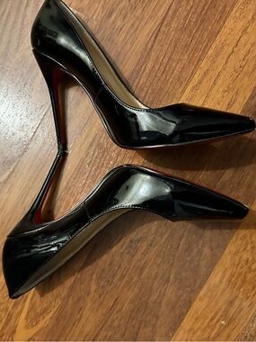 Christian Louboutin Black Patent Pointed-Toe Stiletto Pumps